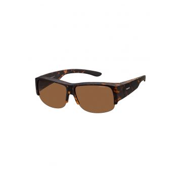 Ochelari de soare unisex dreptunghiulari polarizati - Negru/Maro