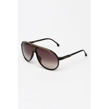 Ochelari de soare unisex ovali - Auriu/Negru stins
