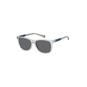 Ochelari de soare wayfarer cu lentile polarizate - Gri deschis/Albastru petrol