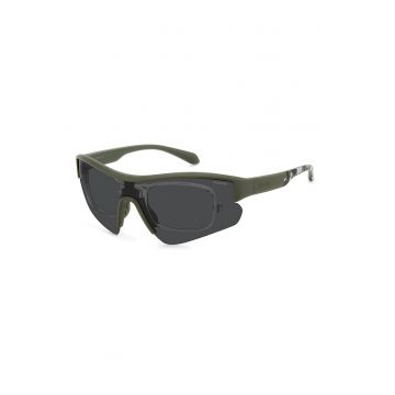 Ochelari de soare wrap cu lentile polarizate - Negru/Gri cenusiu/Verde masliniu inchis