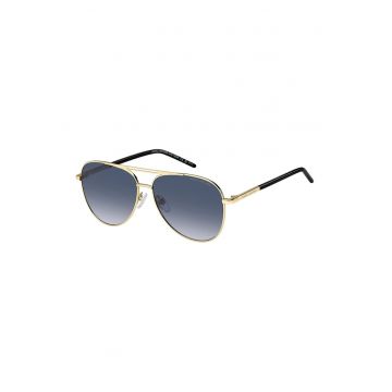 Ochelari de soare aviator cu rama metalica - Negru/Auriu deschis