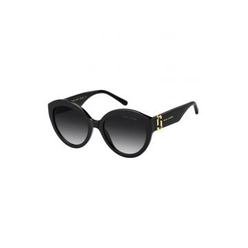 Ochelari de soare cat-eye cu imprimeu logo - Auriu/Negru