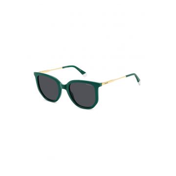 Ochelari de soare cat-eye cu lentile polarizate - Auriu/Verde englez