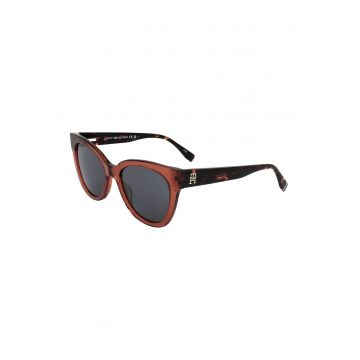 Ochelari de soare cat-eye cu logo metalic - Negru/Portocaliu