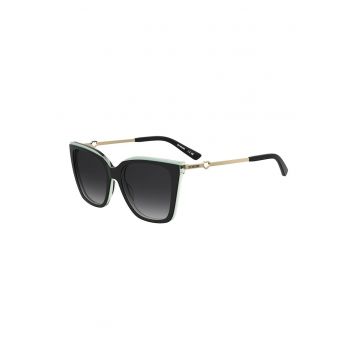 Ochelari de soare cat-eye - Negru/Galben pai/Verde pastel