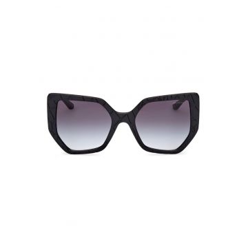 Ochelari de soare dama  geometrici - negru mat - lentile fumuriu degrade - 55x21x140mm