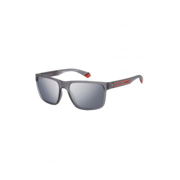Ochelari de soare dreptunghiulari cu lentile polarizate - Gri/Rosu vermillion