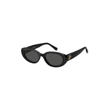 Ochelari de soare ovali cu logo metalic - Negru
