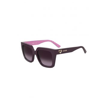 Ochelari de soare patrati cu model pe interiorul bratelor - Roz deschis/Roz inchis/Violet pruna