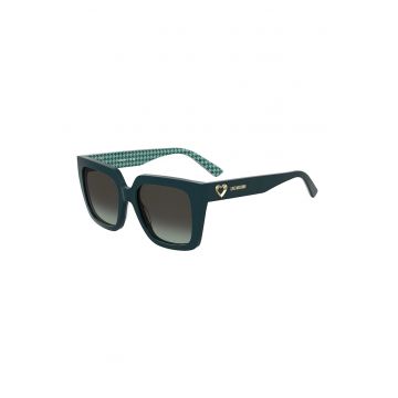 Ochelari de soare patrati cu model pe interiorul bratelor - Verde smarald