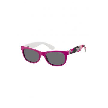 Ochelari de soare patrati polarizati - Negru/Fucsia/Gri cenusiu