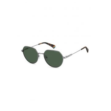 Ochelari de soare rotunzi unisex polarizati - Maro/Argintiu