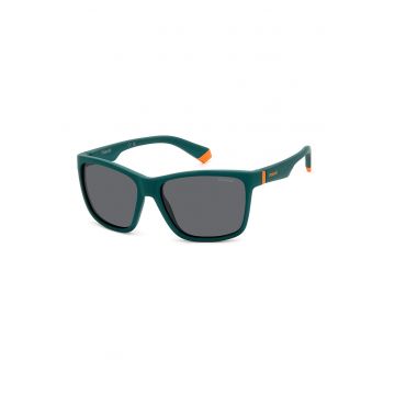 Ochelari de soare unisex patrati - cu lentile uni - Verde persan