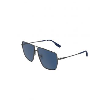 Ochelari de soare aviator cu logo discret - Albastru oceanic/Argintiu inchis