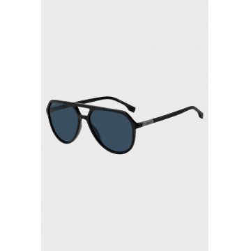 Ochelari de soare aviator cu logo - Negru/Argintiu