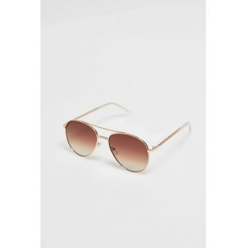 Ochelari de soare  bej - rame metalice - lentile colorate -