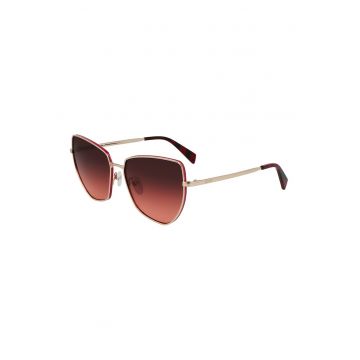 Ochelari de soare butterfly cu lentile in degrade - Roz zmeuriu/Auriu deschis