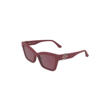 Ochelari de soare cat-eye cu detalii monograma - Rosu stins