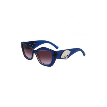 Ochelari de soare cat-eye cu lentile in degrade - Auriu/Albastru