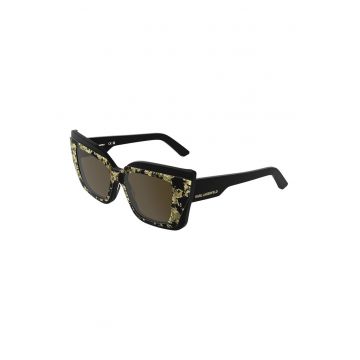 Ochelari de soare cat-eye cu lentile uni - Auriu/Negru