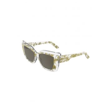 Ochelari de soare cat-eye cu lentile uni - Auriu/Transparent