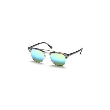 Ochelari de soare clubmaster cu lentile oglinda - Gri