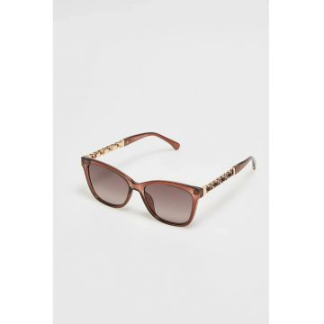 Ochelari de soare dama  bej - forma unghiulara - set