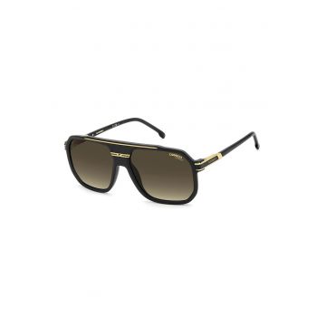 Ochelari de soare dreptunghiulari cu logo - Auriu/Negru carbon