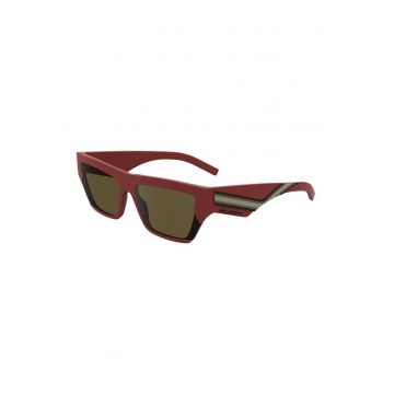 Ochelari de soare dreptunghiulari cu model unisex - Bej/Rosu cireasa