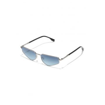 Ochelari de soare dreptunghiulari unisex cu rama metalica - Argintiu