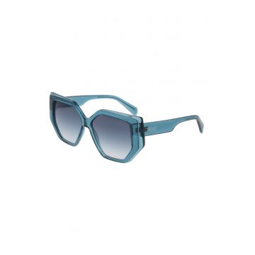 Ochelari de soare hexagonali cu lentile in degrade - Albastru marin