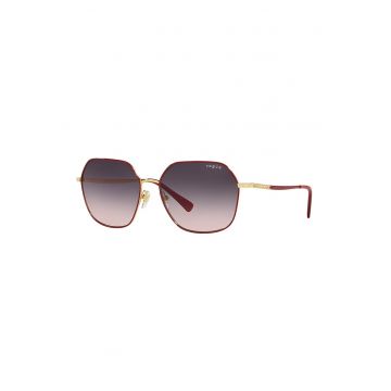 Ochelari de soare hexagonali cu lentile in degrade - Rosu inchis