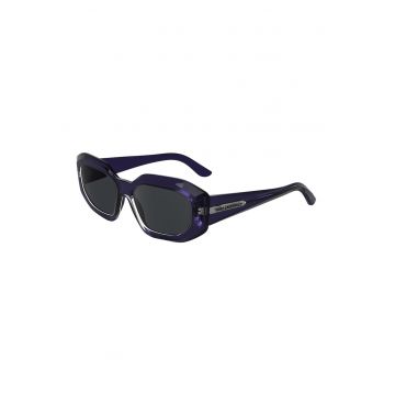 Ochelari de soare ovali cu lentile uni - Albastru indigo/Argintiu