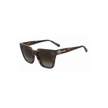 Ochelari de soare patrati cu detaliu logo - Negru/Caramel