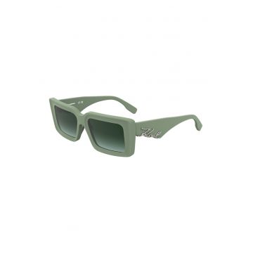 Ochelari de soare patrati cu logo - Argintiu/Verde fistic