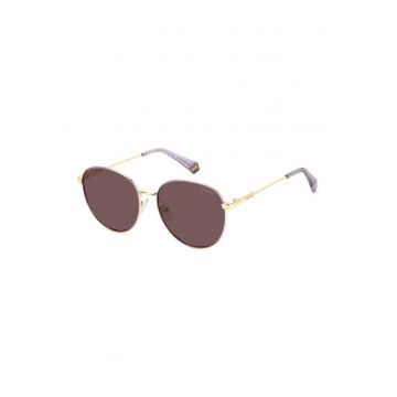 Ochelari de soare rotunzi unisex cu lentile polarizate - Auriu/Lila