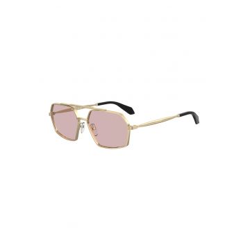 Ochelari de soare unisex hexagonali cu rame metalice - Black Onyx/Auriu pal
