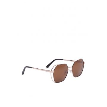 Ochelari de soare  aurii unisex cu protectie UV400 si toc