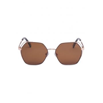 Ochelari de soare  aurii unisex cu protectie UV400 si toc