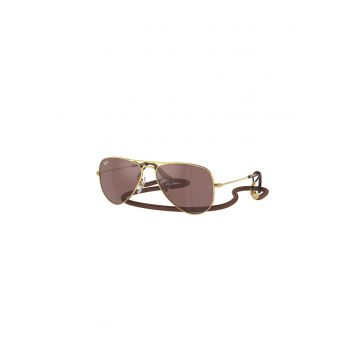Ochelari de soare aviator cu lentile polarizate si rama metalica - Auriu/Maro