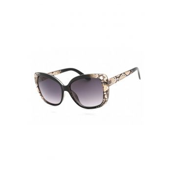 Ochelari de soare - butterfly cu rama cu animal print - Negru/Maro