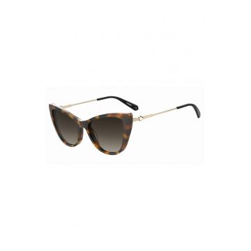 Ochelari de soare cat-eye cu detalii logo - Auriu/Maro/Maro deschis