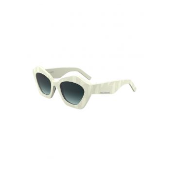 Ochelari de soare cat-eye cu lentile in degrade - Alb murdar