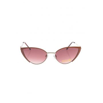 Ochelari de soare cat eye cu lentile maro si detalii aurii