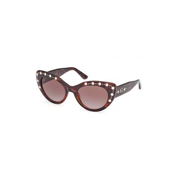 Ochelari de soare cat-eye cu strasuri - Maro