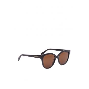 Ochelari de soare din material sintetic - rame in forma de fluture - protectie UV400 - cu etui inclus - Maro - Marime unica
