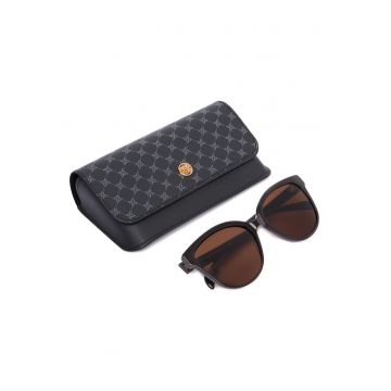 Ochelari de soare din material sintetic - rame in forma de fluture - protectie UV400 - cu etui inclus - Maro - Marime unica