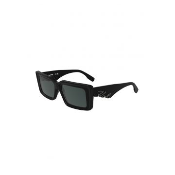 Ochelari de soare dreptunghiulari cu logo - Negru