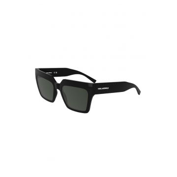 Ochelari de soare dreptunghiulari cu logo - Negru
