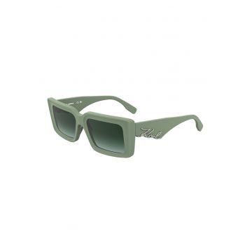 Ochelari de soare dreptunghiulari cu logo - Verde